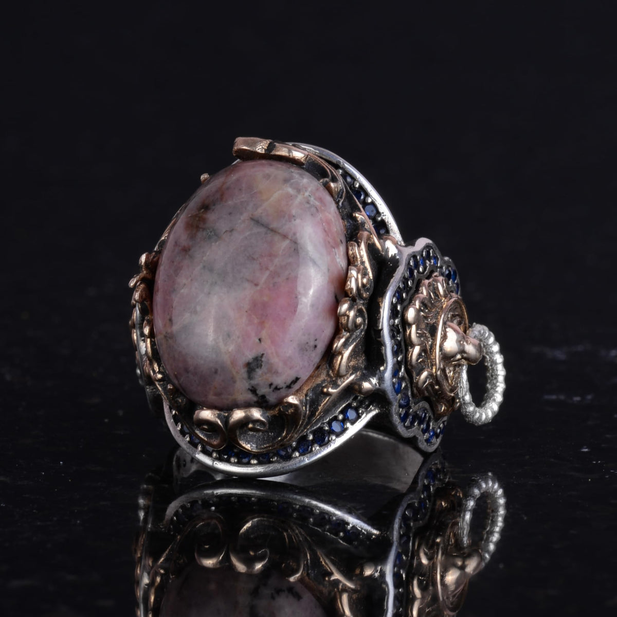 Handmade Natural Rhodonite Stone Ring — 5