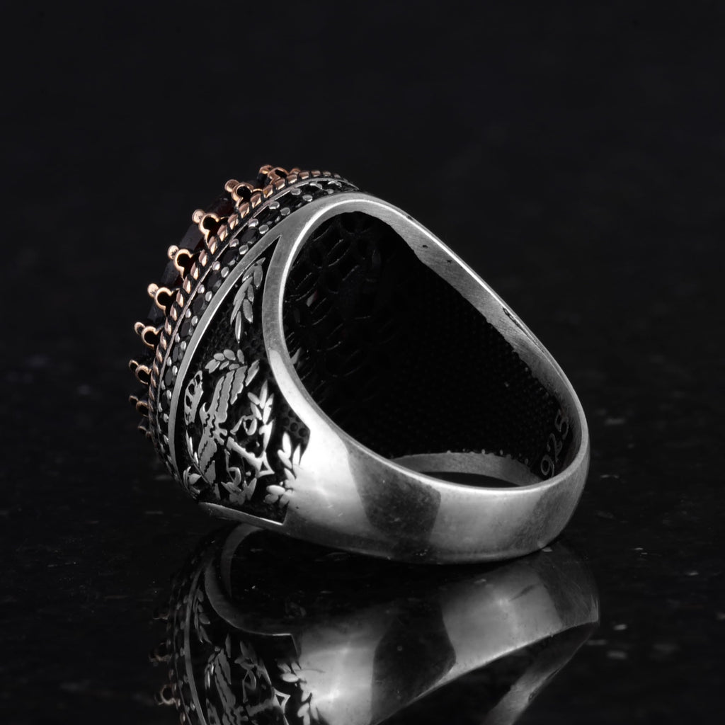 925 Sterling Silver Ring, Synthetic Stone Ring, Eagle Symbol Ring, Handmade Ring (Synthetic Fluorite) — 7