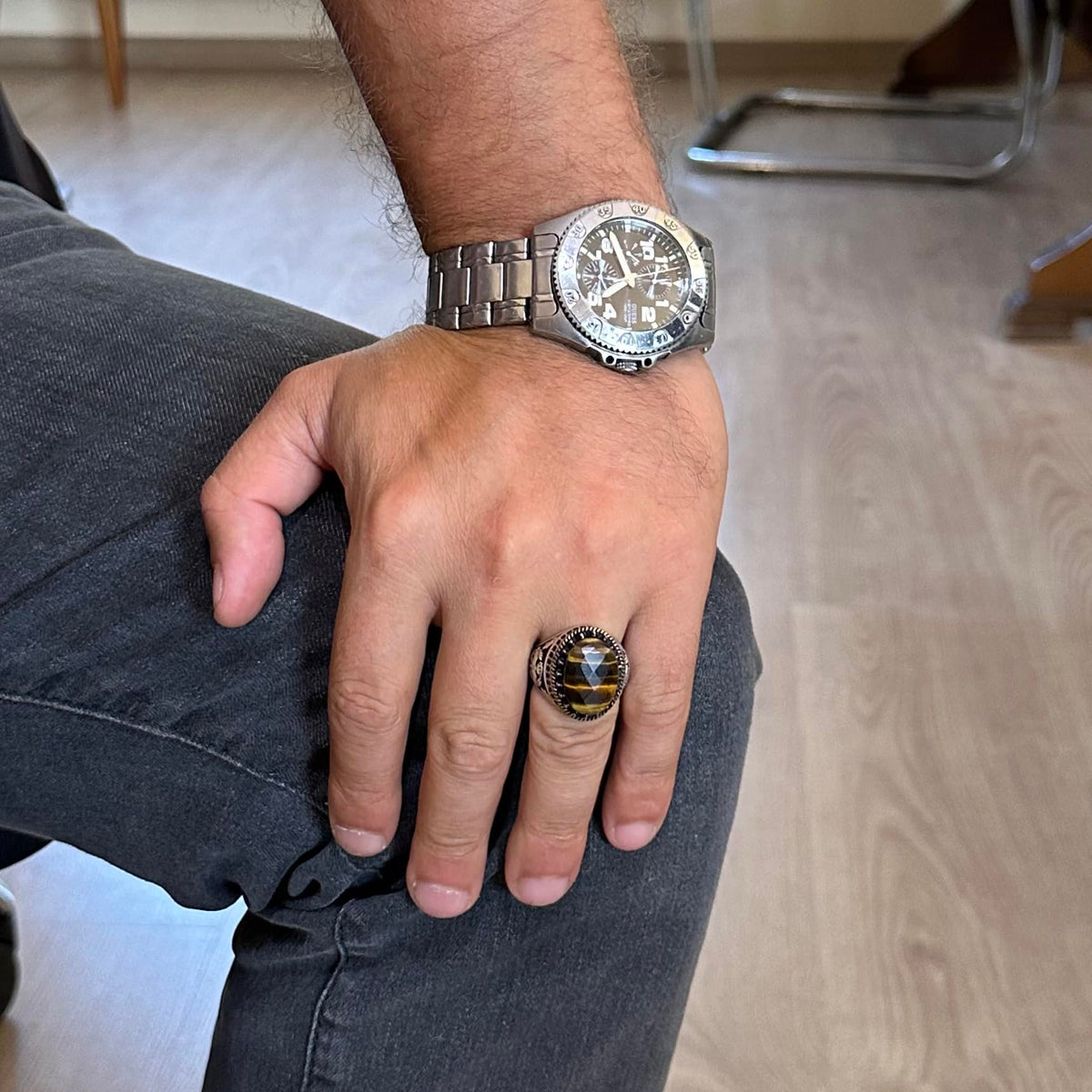 Natural Stone Ring - Handmade Eagle Ring - 925 Sterling Silver Ring — 3