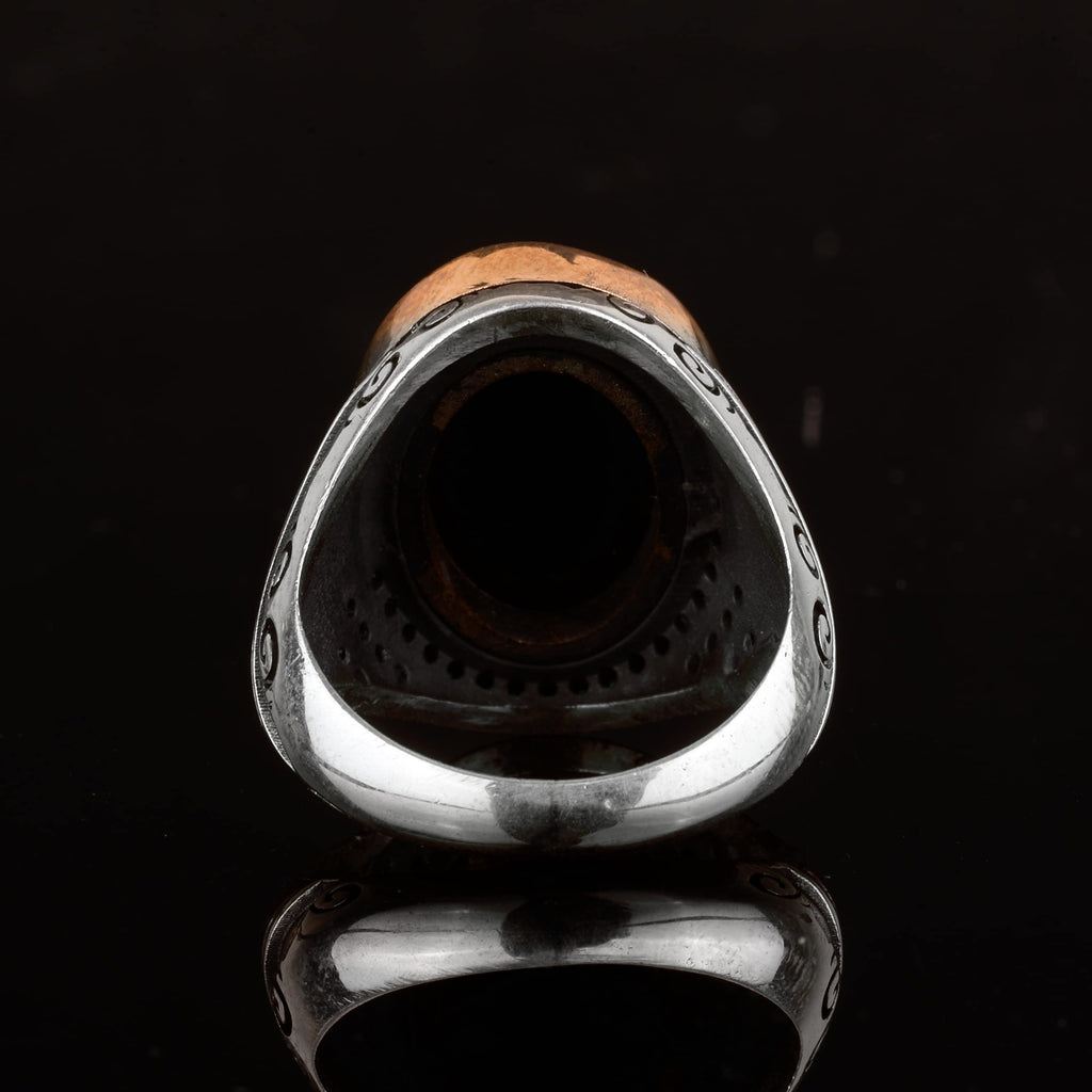 925 Sterling Silver Men's Ring, Onyx Stone and Allah Calligraphy Design — 8
