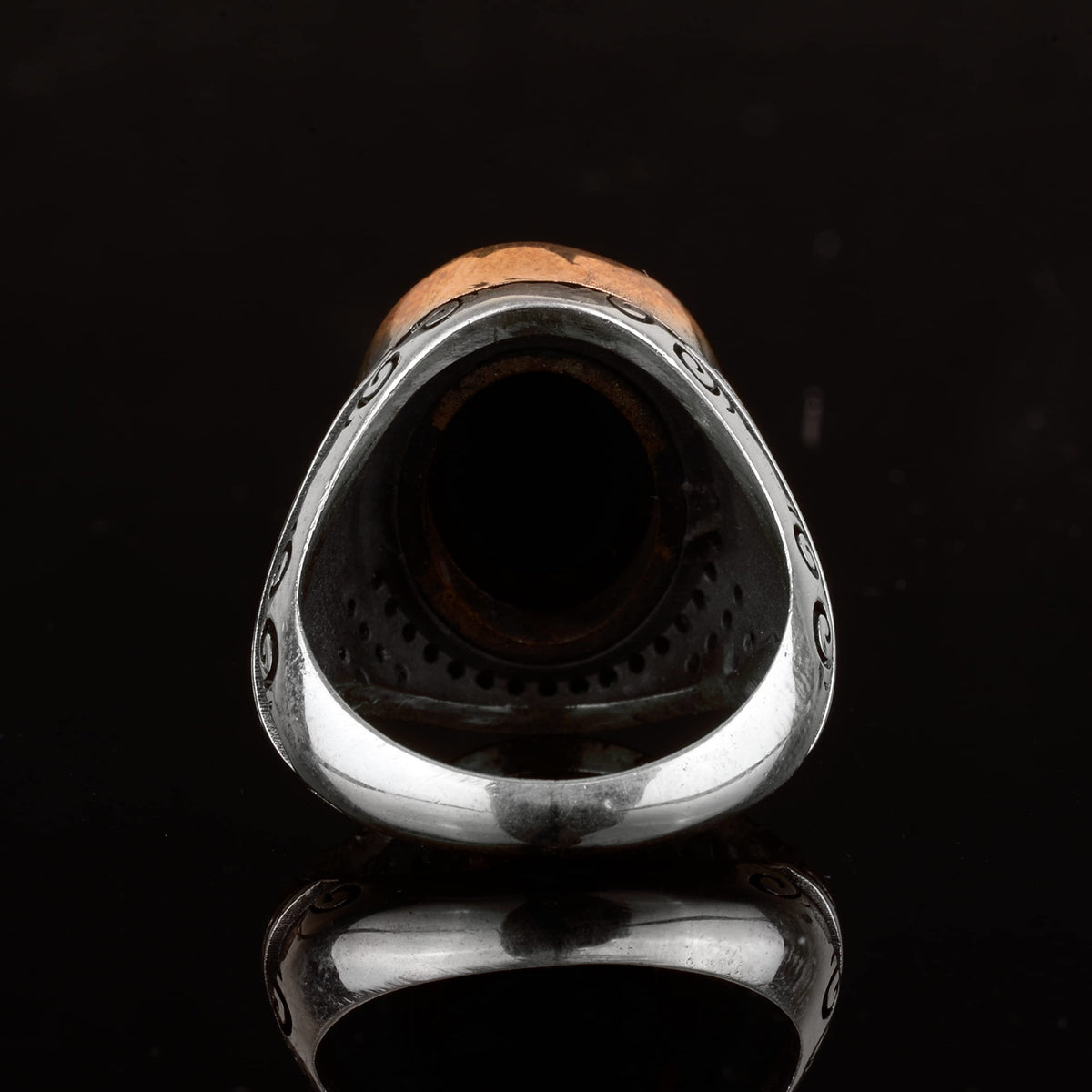 925 Sterling Silver Men's Ring, Onyx Stone and Allah Calligraphy Design — 8