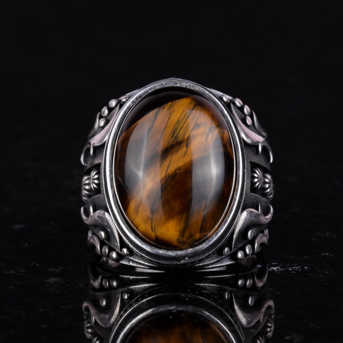Handmade Tiger Eye Stone Ring — 6