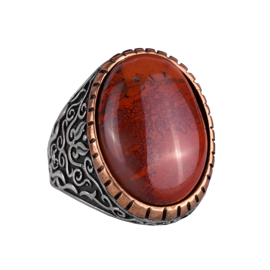 Large Ring, Natural Red Bloodstone Ring, 925 Sterling Silver Ring