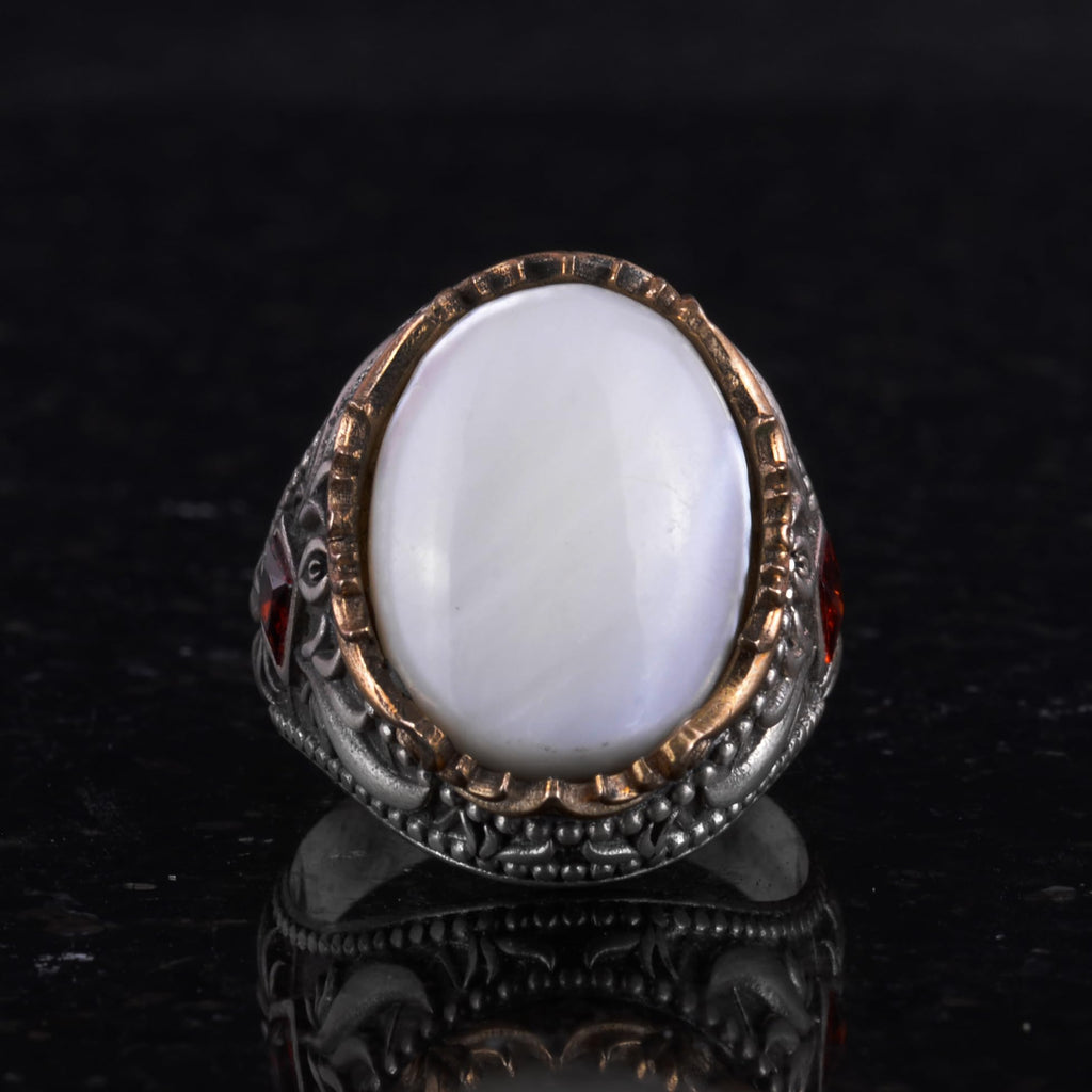 Natural Pearl Stone Handmade 925 Sterling Silver Ring — 4