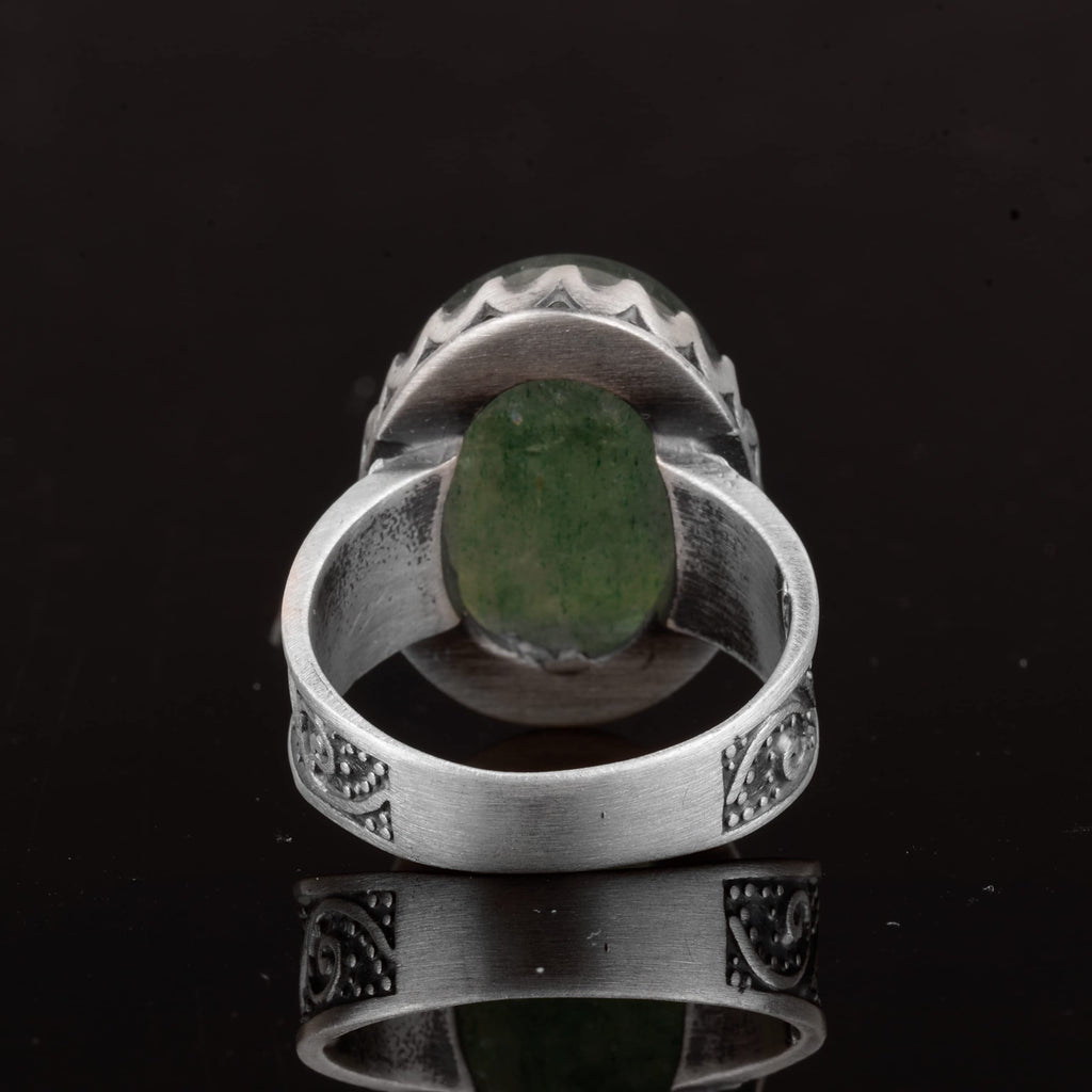 Natural Transparent Emerald Stone Men's Ring — 7