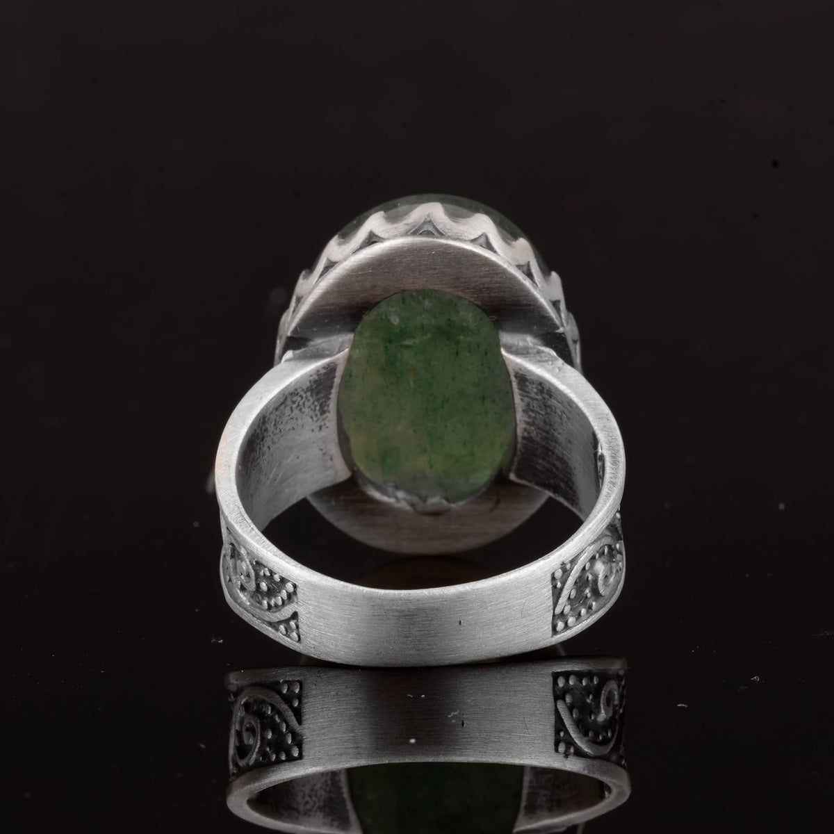 Natural Transparent Emerald Stone Men's Ring — 7