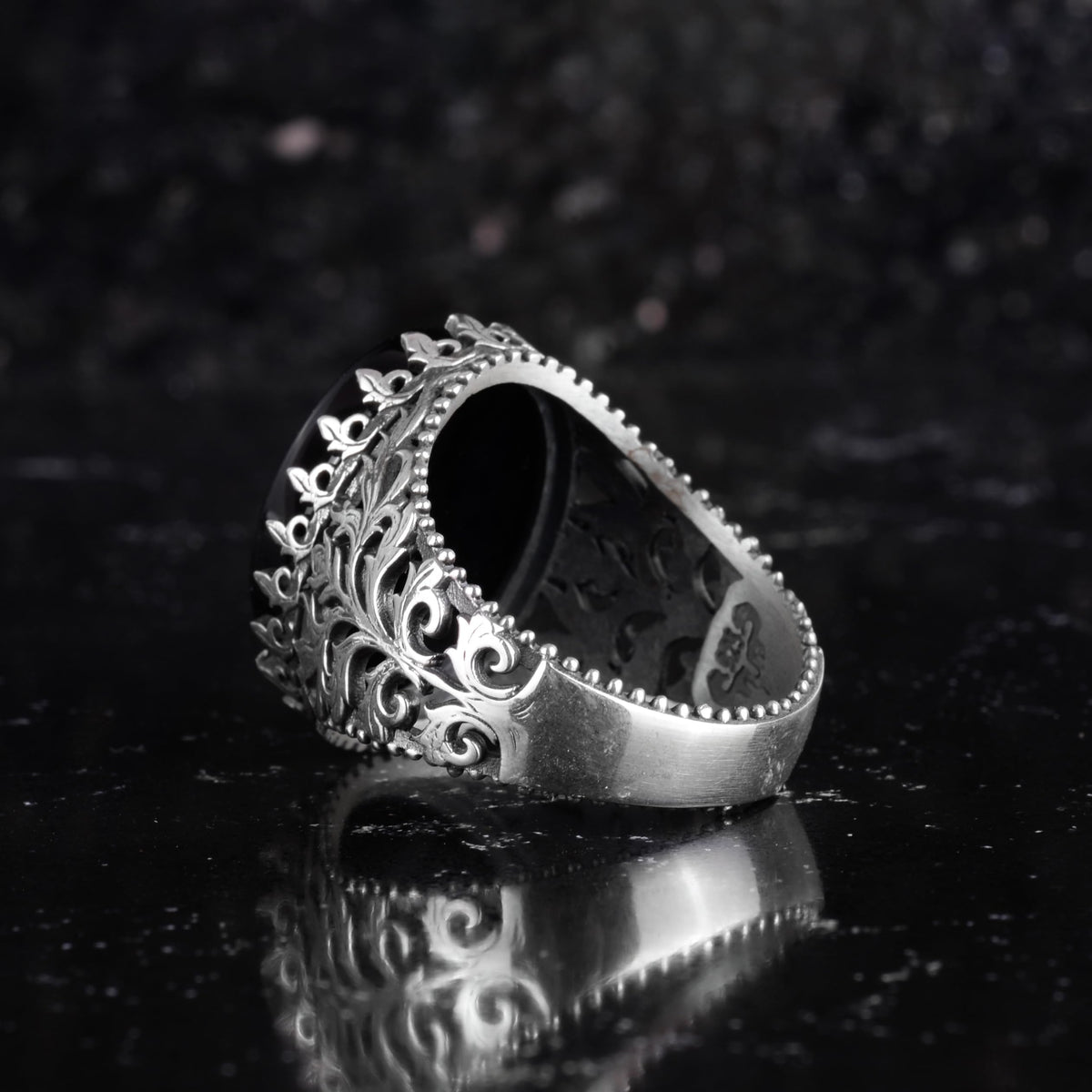 KAMBO Natural Yemen Agate Stone Ring – 925 Sterling Silver Decorative Men's Ring – Handmade Vintage Statement Ring (Yemen Agate-5) — 6