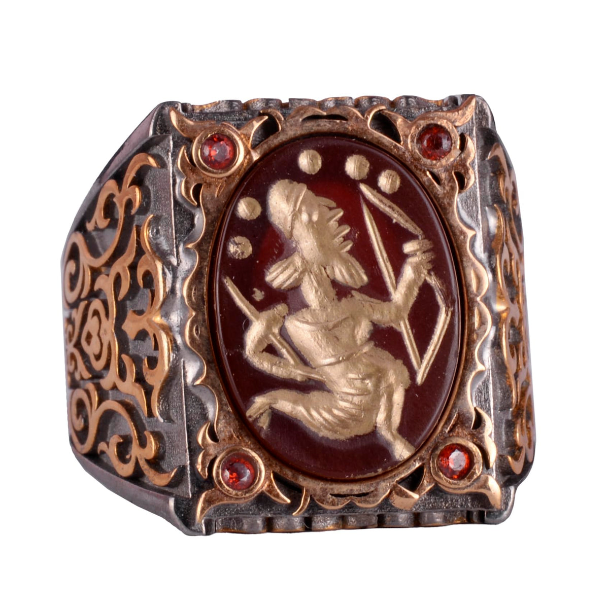 Natural Agate Stone Ring - 925 Sterling Silver Men's Ring (Model-2)