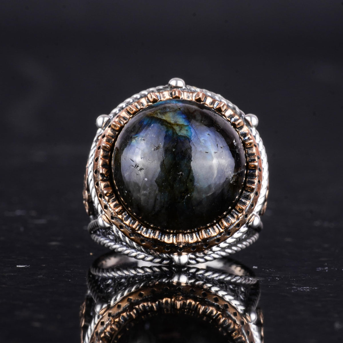 Natural Stone Handmade Ring - 925 Sterling Silver (Labradorite) — 4