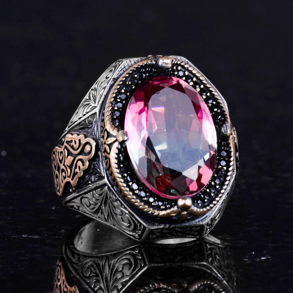 925 Sterling Silver Ring - Colorless Synthetic Stone Ring — 6