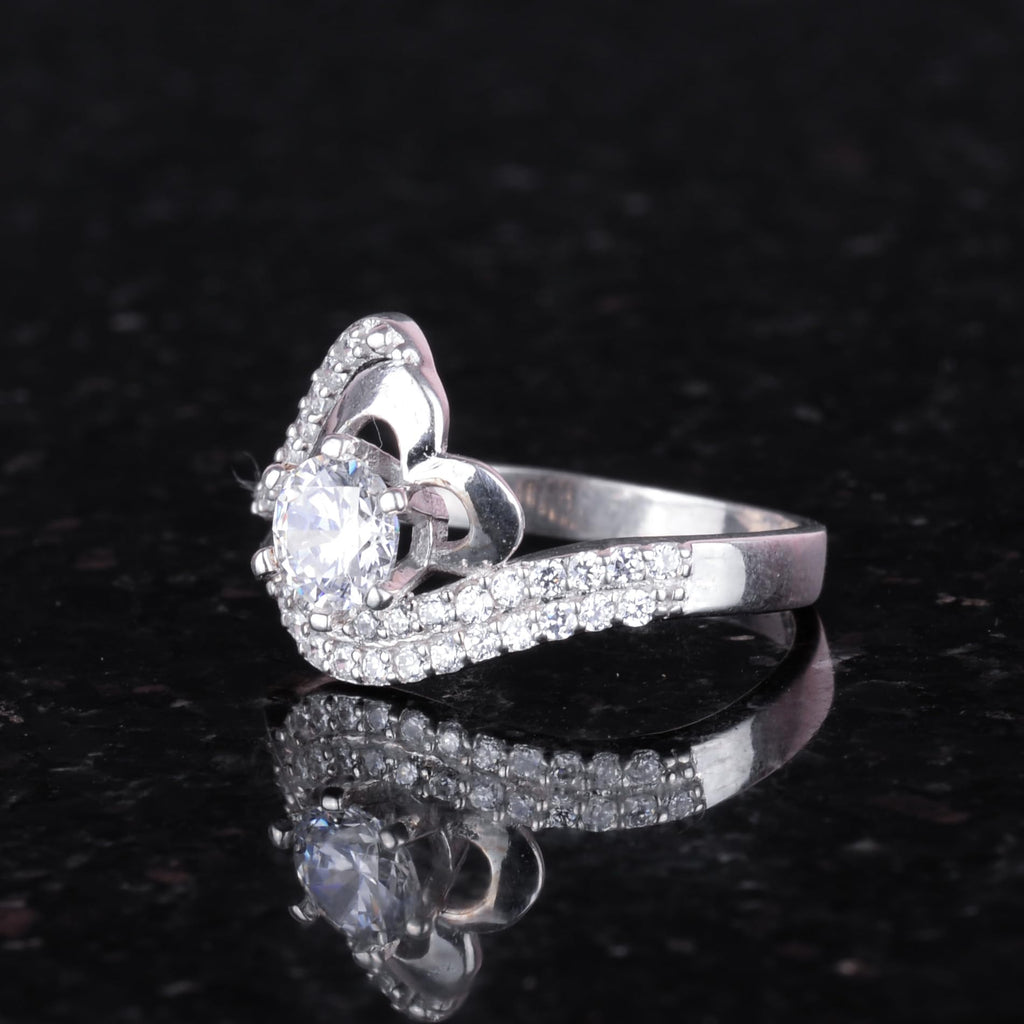 925 Sterling Silver Handcrafted Ring - Zircon Stone Engagement Ring — 5