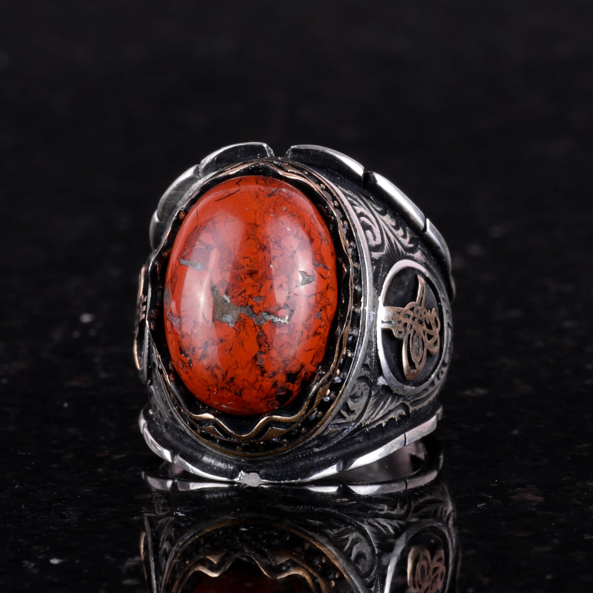 Ottoman Monogram Silver Ring — 5