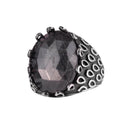 KAMBO 925 Sterling Silver Sapphire Stone Men's Ring – Oval Domed Statement Seal Ring (Sapphire-6)