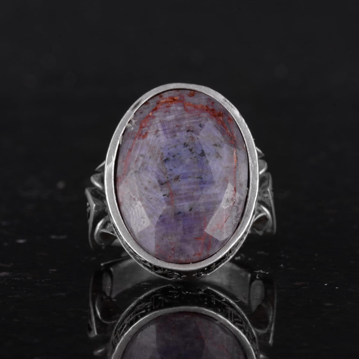 Natural Purple Sapphire Stone Men's Ring, Handmade 925 Sterling Silver Jewelry - Symbol of Wisdom, Protection, and Spirituality — 3