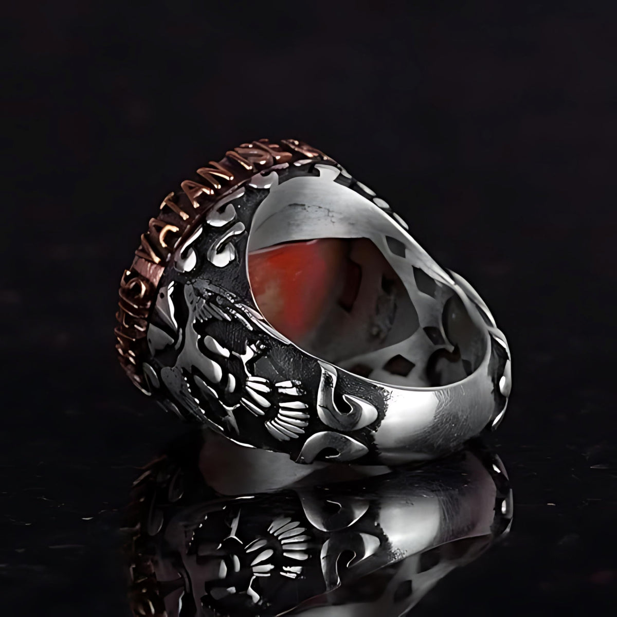 925 Sterling Silver Ring, Crescent and Star Ring, Handmade National Design — 7