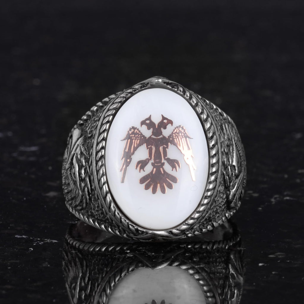 Double-Headed Eagle Ring - 925 Sterling Silver Handmade Men's Ring — 4