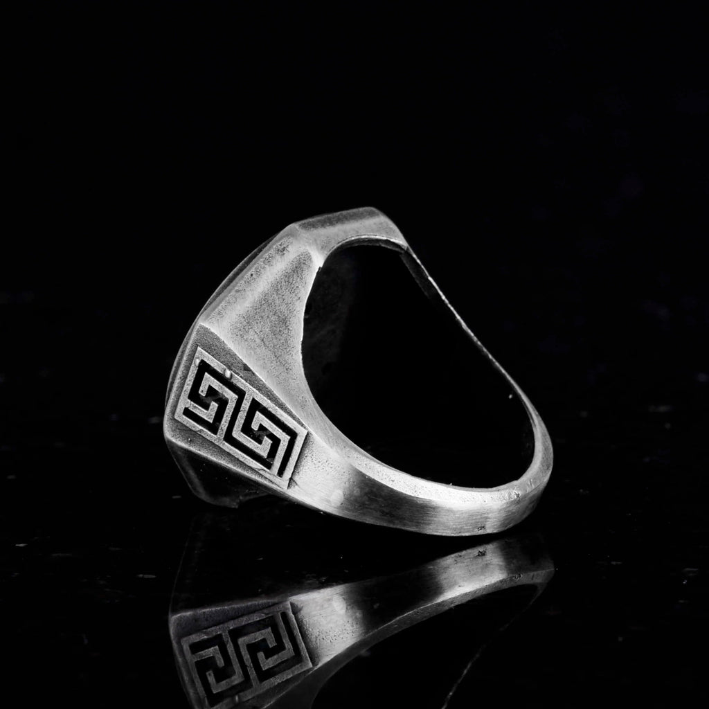 925 Sterling Silver Ring - Greek Key Design Men's Ring - Handmade Ring (Dragon) — 7