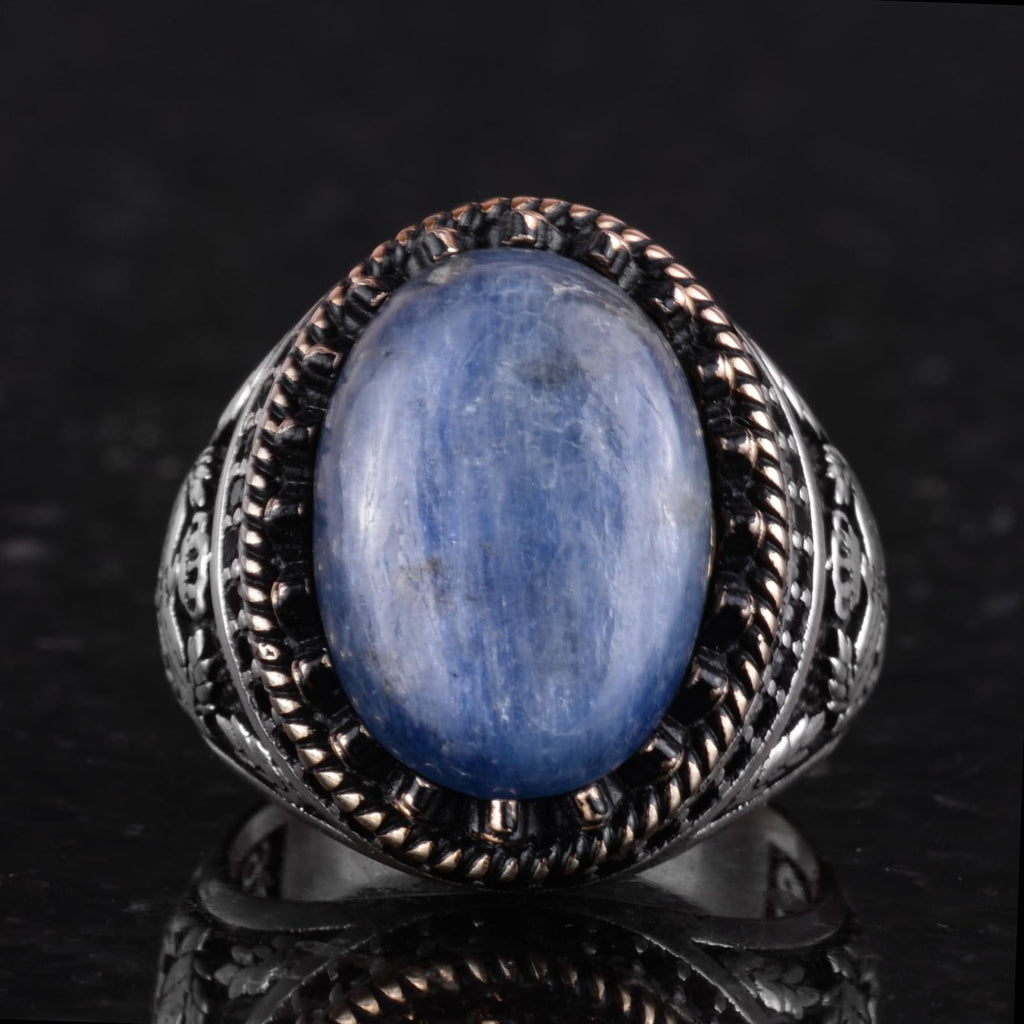 Natural Kyanite Stone Handmade Falcon Ring - 925 Sterling Silver — 4