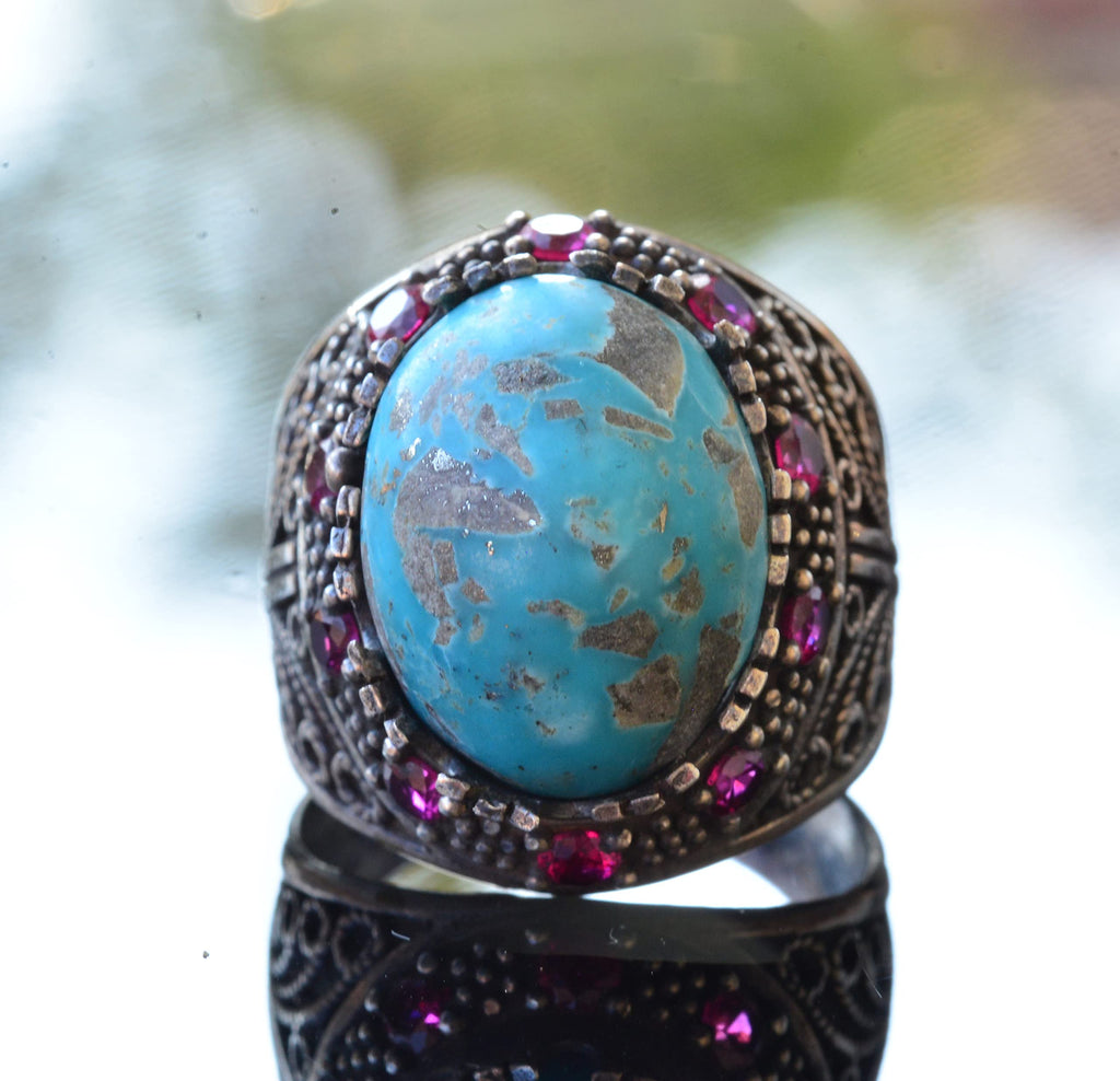 Real Arizona Turquoise Stone Ring (Model-5) — 2