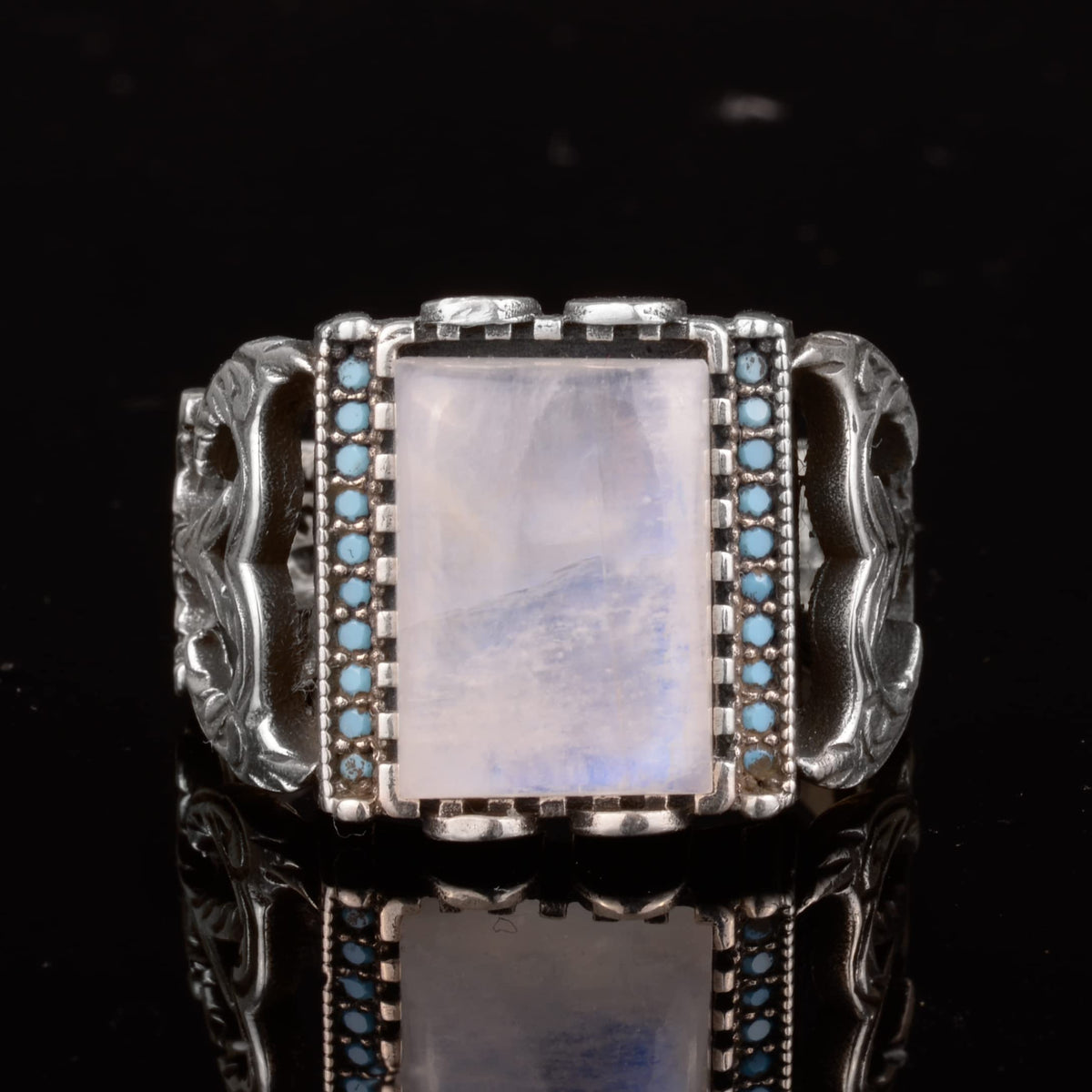 Natural Moonstone Ring - 925 Sterling Silver — 7