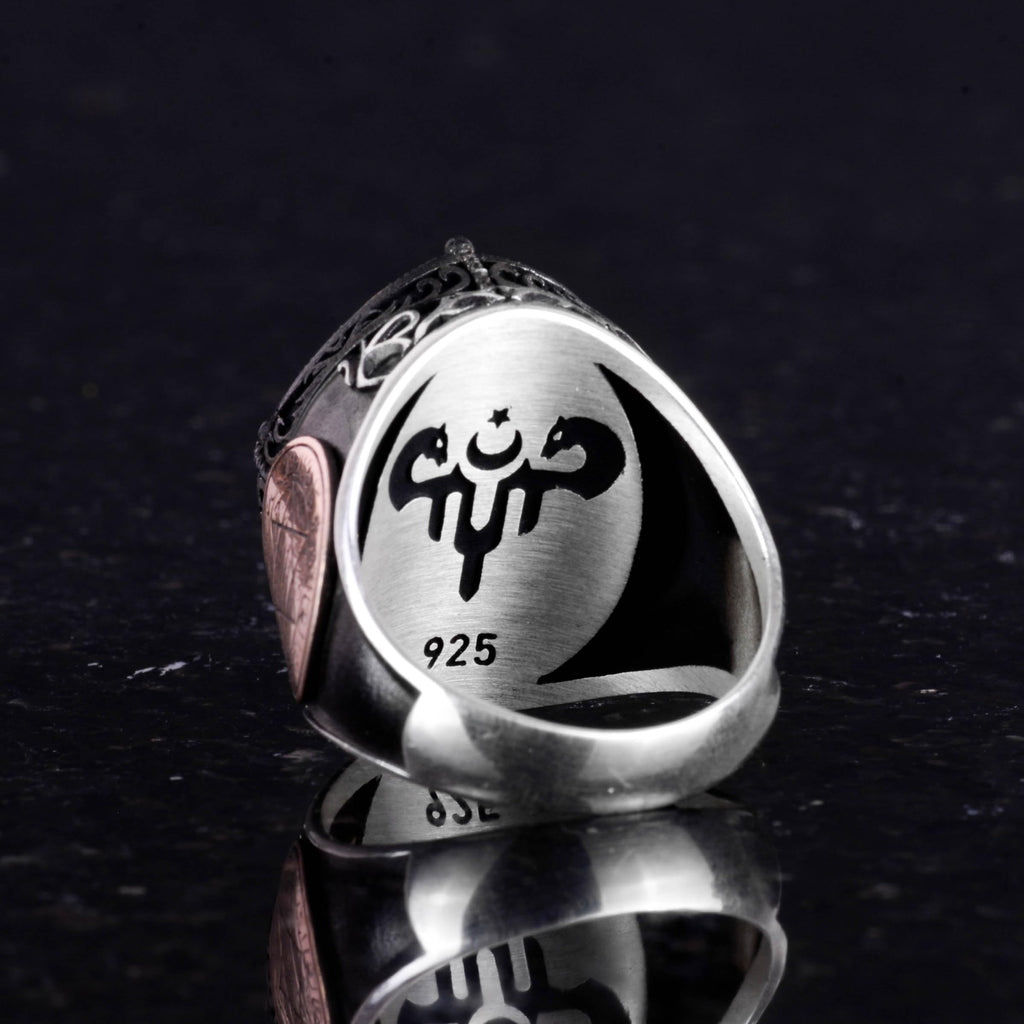 Star of David Ring - Natural Yellow Agate Stone Ring — 7