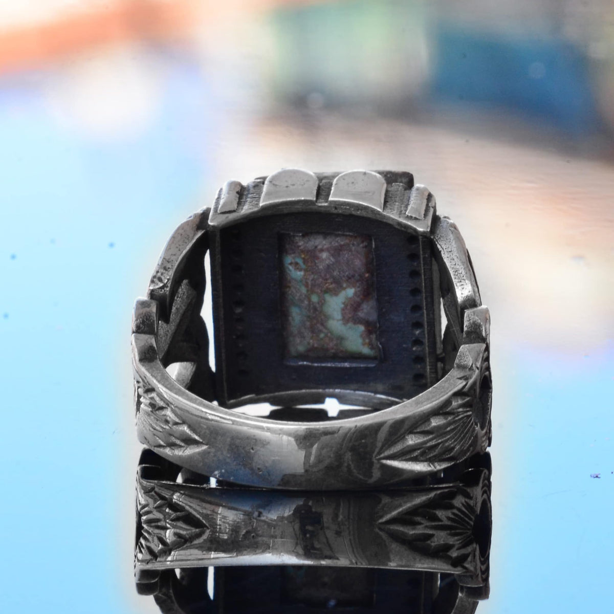 Natural Arizona Turquoise Stone Ring - Silver Ring (Model-3) — 8