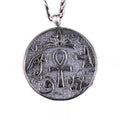 925 Sterling Silver Antique Egyptian Symbol Pendant - Handmade Ankh, Eye of Horus, and Scarab
