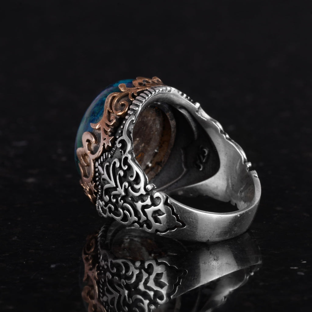 Natural Stone Handmade Ring - 925 Sterling Silver Ring (Azurite) — 7
