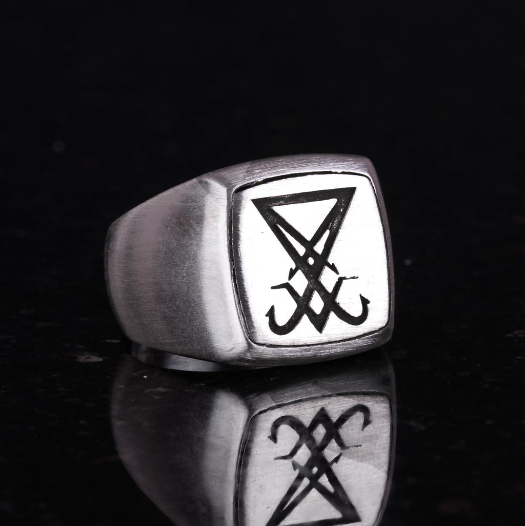 Sigil Ring, Lucifer Ring, Witchcraft, Alchemy, Demonic Men's Ring, Sacred Geometry, 925 Sterling Silver Ring — 4
