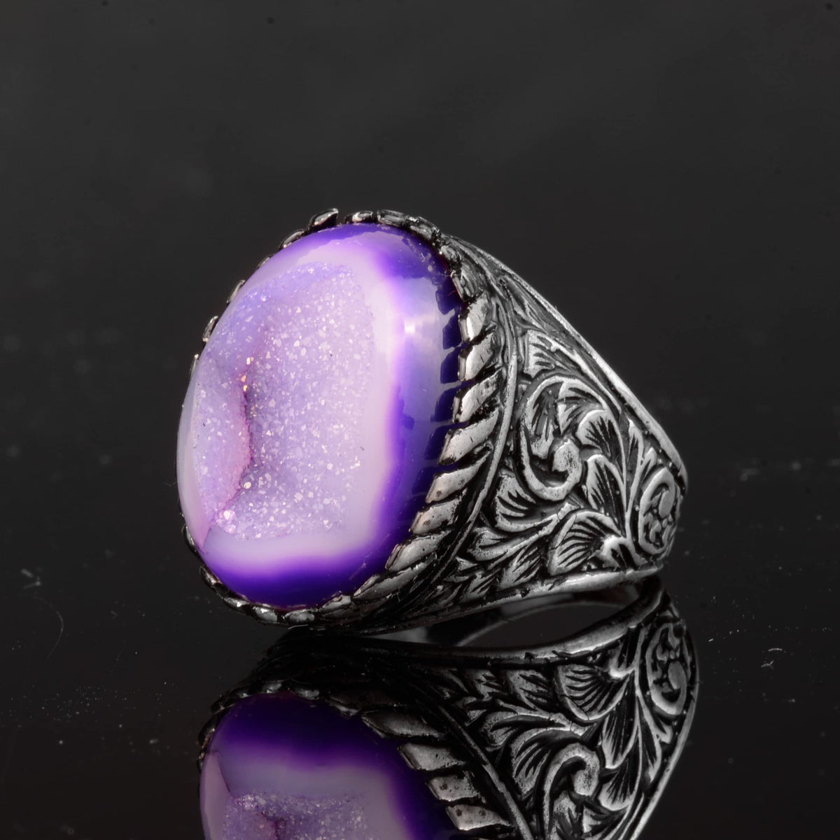 Natural Druzy Crystal Quartz Gemstone Ring — 4