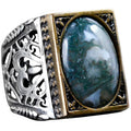 Natural Mossy Agate Stone Ring - 925 Sterling Silver