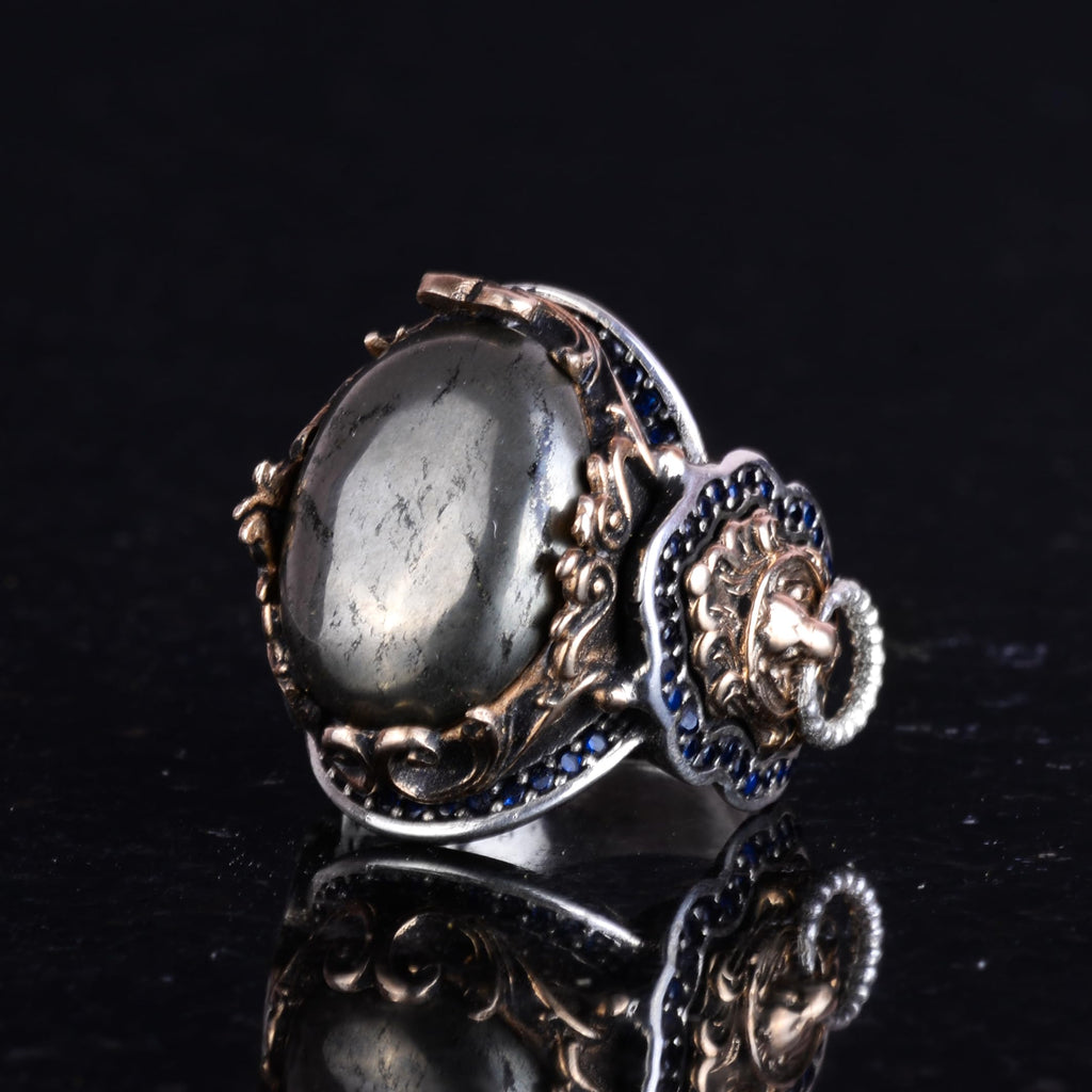 Handmade Pyrite Stone Ring - 925 Sterling Silver Men's Ring — 6