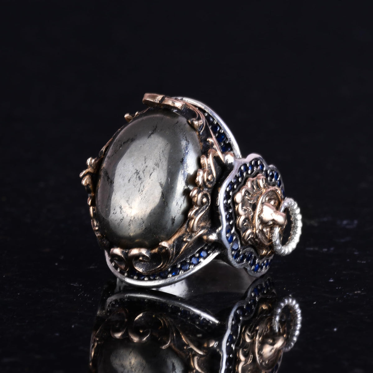 Handmade Pyrite Stone Ring - 925 Sterling Silver Men's Ring — 6