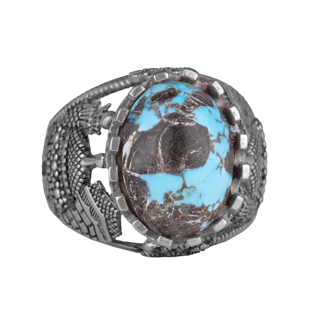 Natural Arizona Turquoise Stone Ring, 925 Sterling Silver Ring (Model-3)