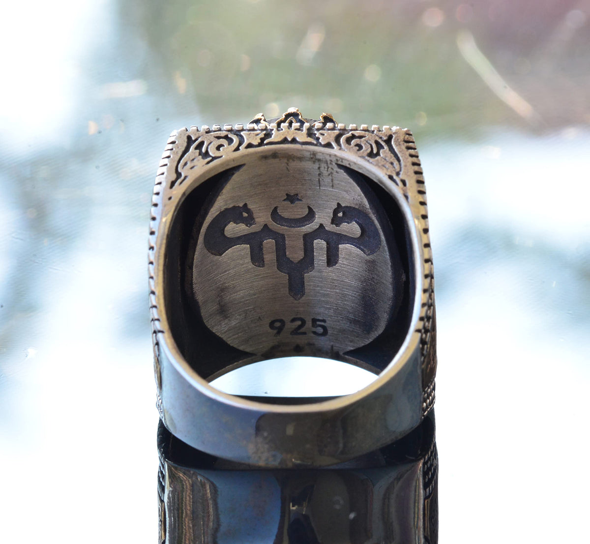 Islamic Silver Ring with Real Arizona Turquoise Stone — 5