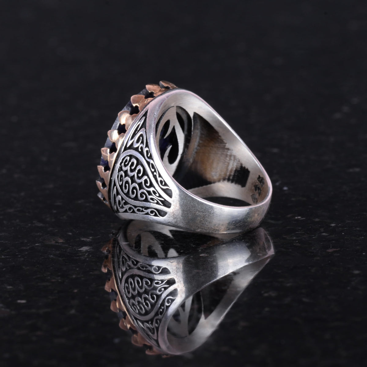 925 Sterling Silver Men's Ring - Blue Sapphire Stone — 7
