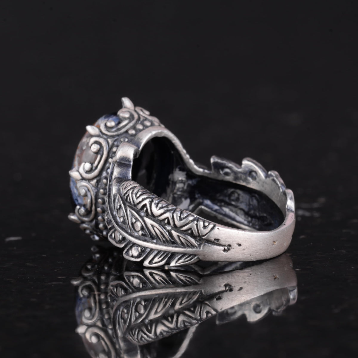 Handmade 925 Sterling Silver Ring - Natural Pietersite Stone — 7
