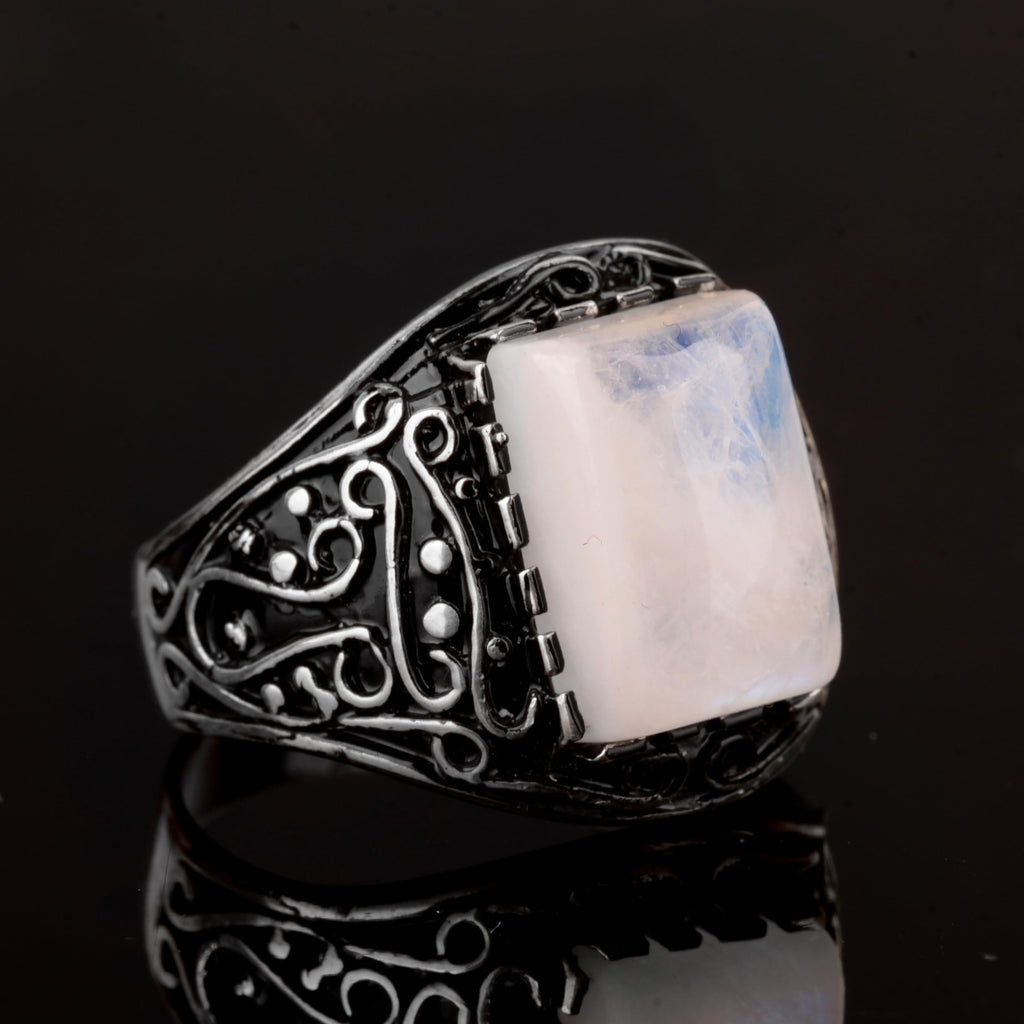 925 Sterling Silver Ring, with Natural Moonstone — 4
