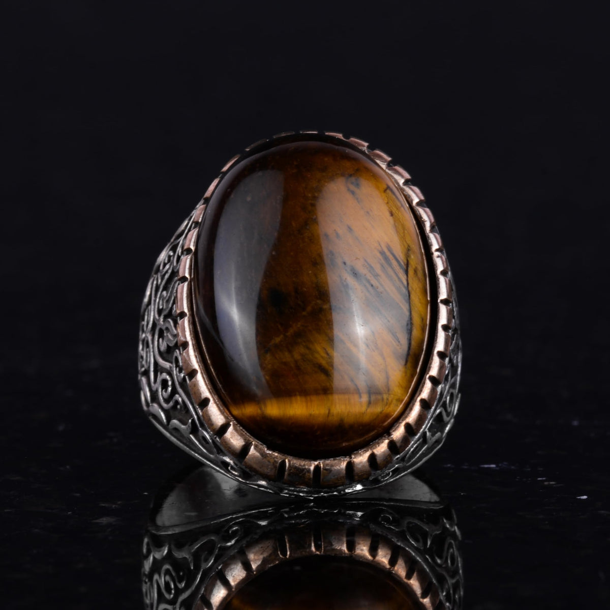 Handmade Tiger's Eye Stone Ring, Sultan Ring, 925 Sterling Silver Men's Ring — 2