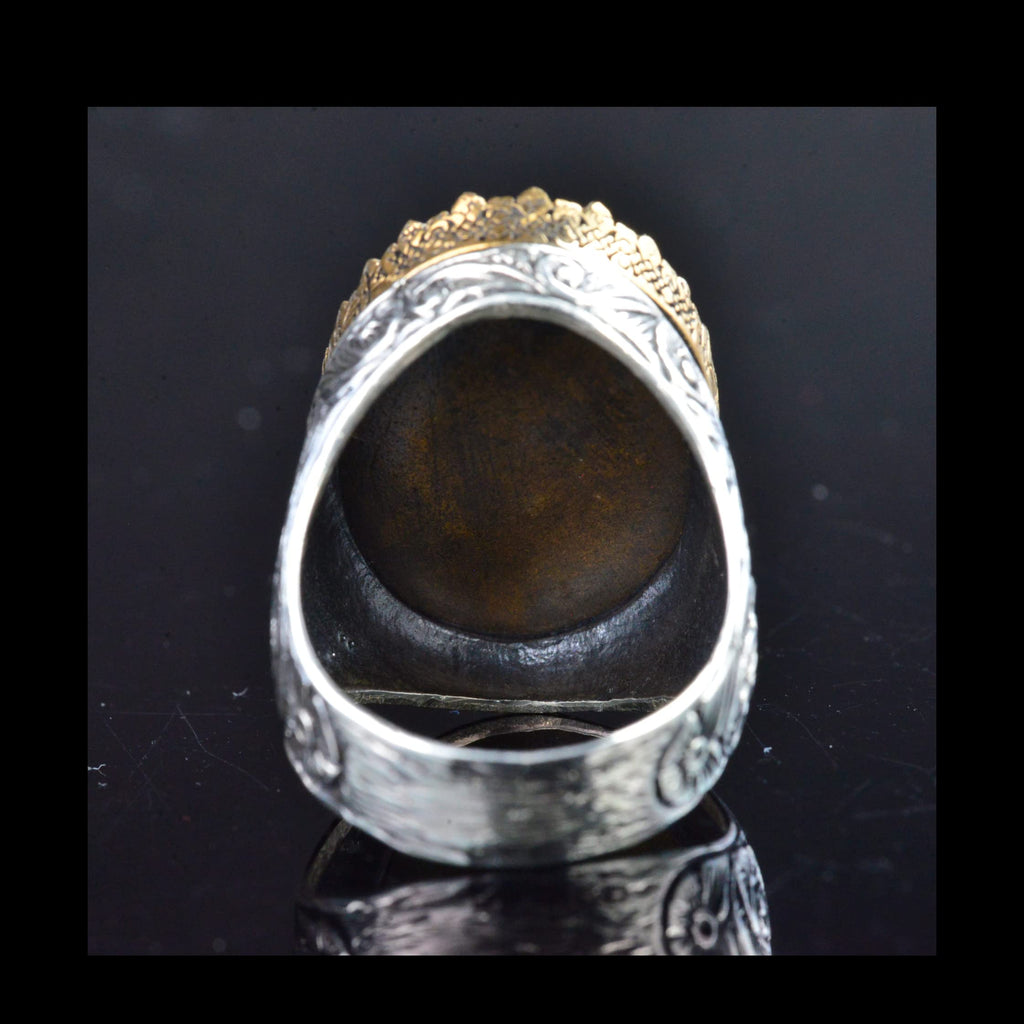 925 Sterling Silver Men's Ring, Black Onyx Stone and Seal of Solomon Design — 8