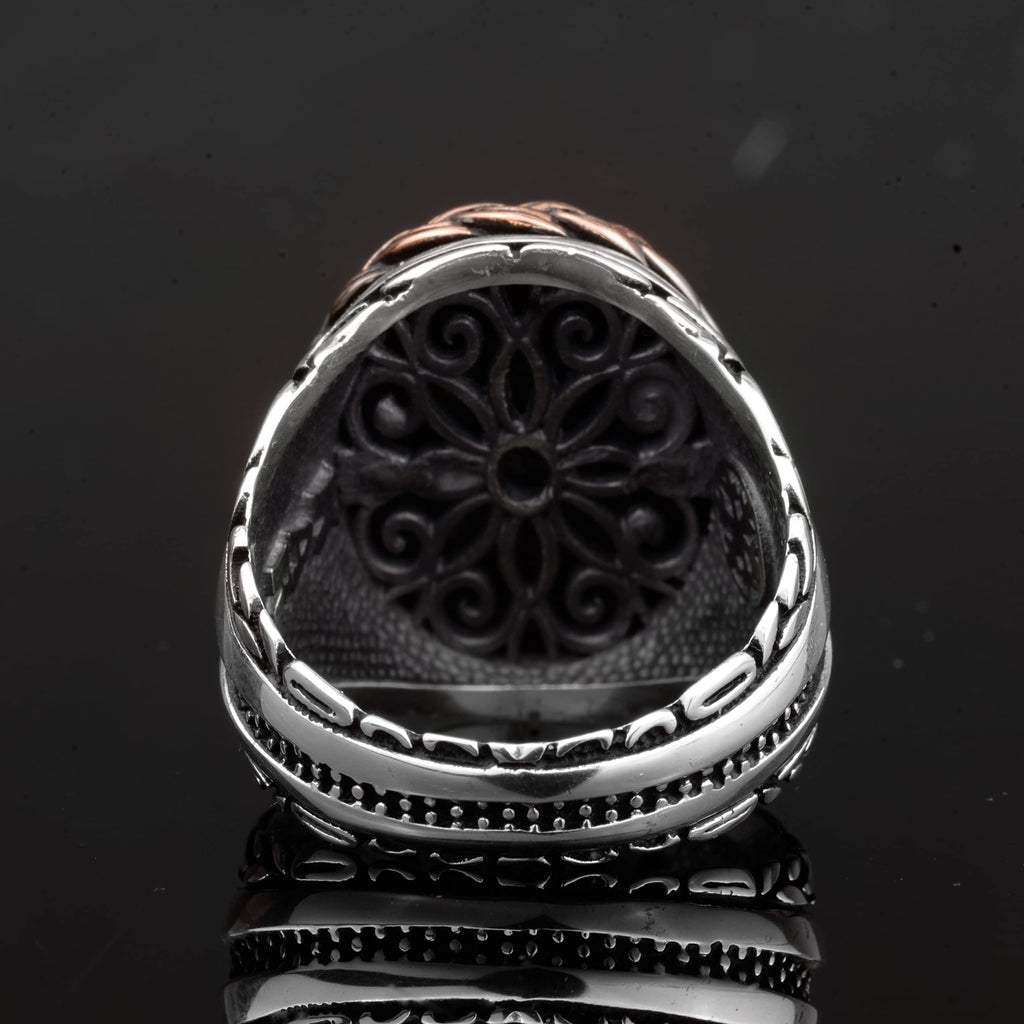 Natural Bloodstone Stone Handmade Silver Men's Ring — 6
