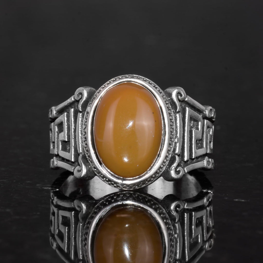 Handcrafted 925 Sterling Silver Men's Ring Natural Ethiopian Opal Stone - Labyrinth Design (Model-2) — 4