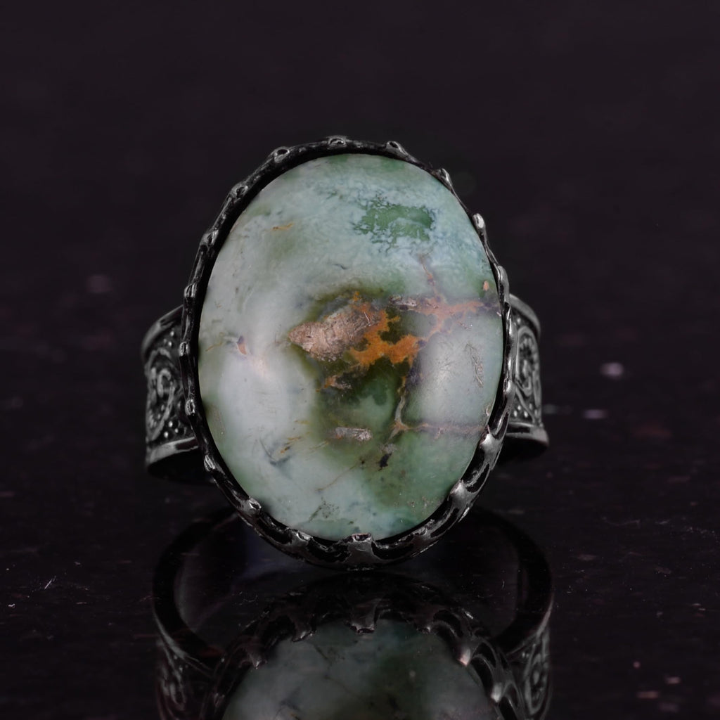Natural Turquoise Men's Ring - Handmade 925 Sterling Silver Jewelry — 5