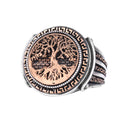 KAMBO Bronze Detailed 925 Sterling Silver Men's Ring Handmade Vintage Symbolic Statement Ring (Tree of Life)