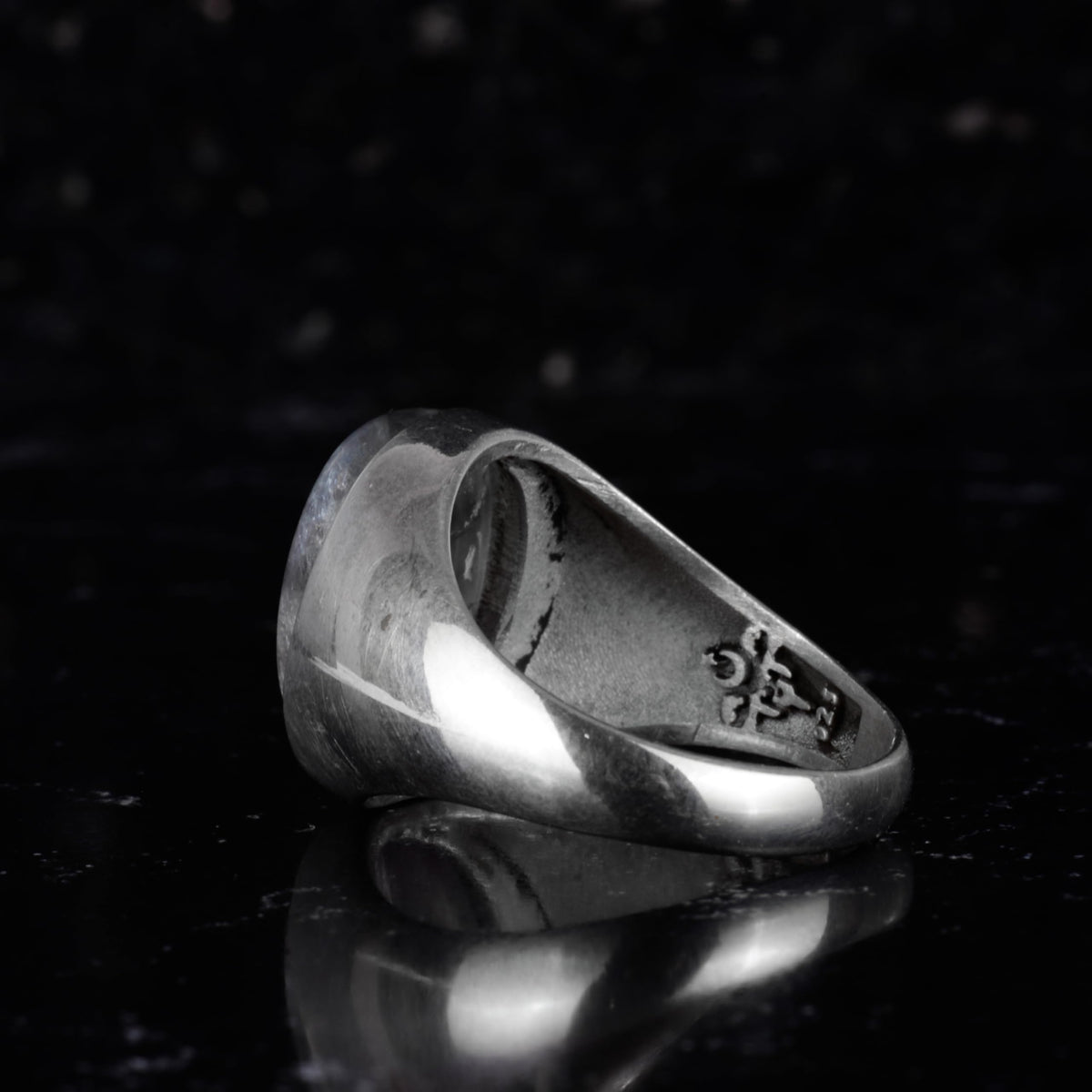 KAMBO Natural Men's Ring – 925 Sterling Silver Minimalist Oval Stone Ring – Handmade Classic Statement Jewelry (Fluorite) — 7