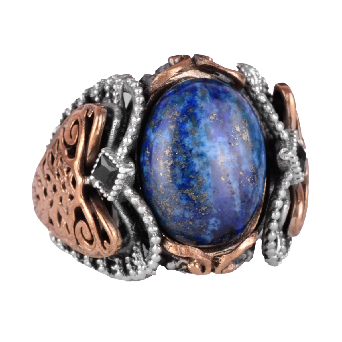 925 Sterling Silver Men's Ring, Natural Lapis Lazuli Stone Ring, Wisdom and Truth Design