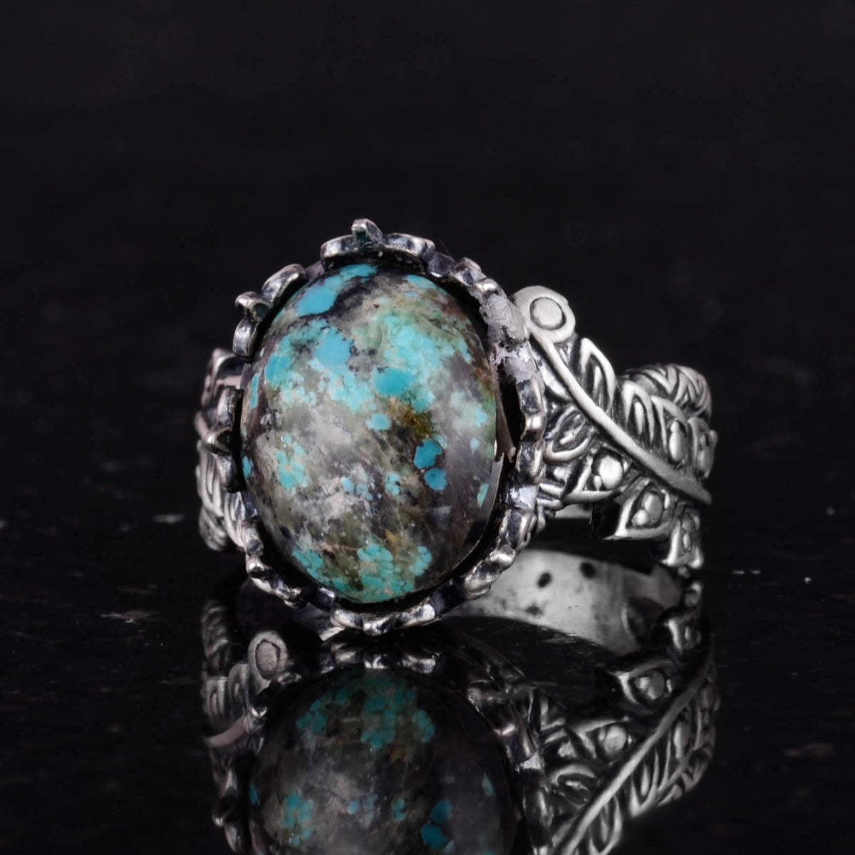 Natural Arizona Turquoise Stone Ring, 925 Sterling Silver Ring, Minimalist Handmade Ring (Model-16) — 6