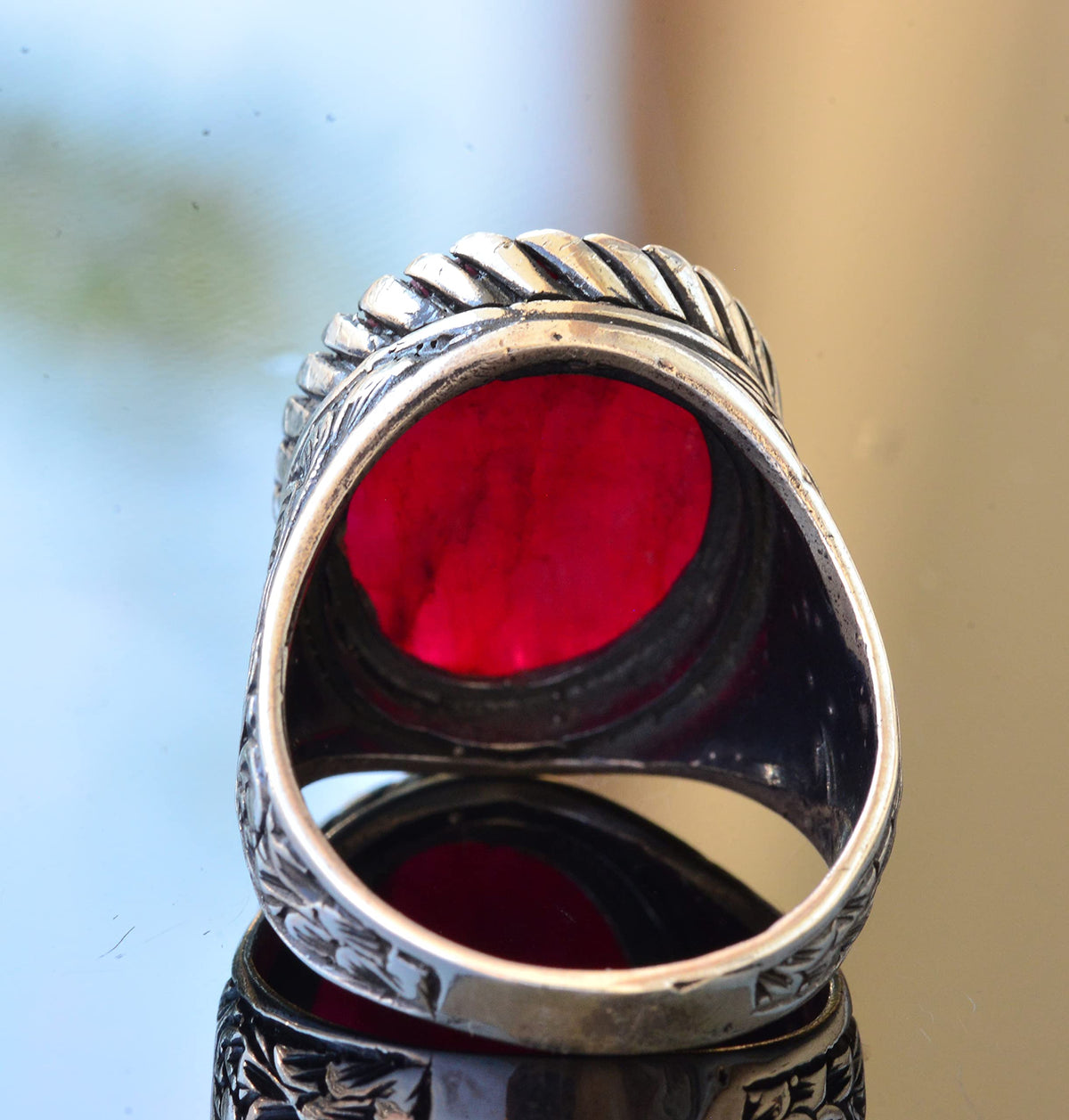 925 Sterling Silver Ring - Natural Stone Ring - Rhodonite — 5