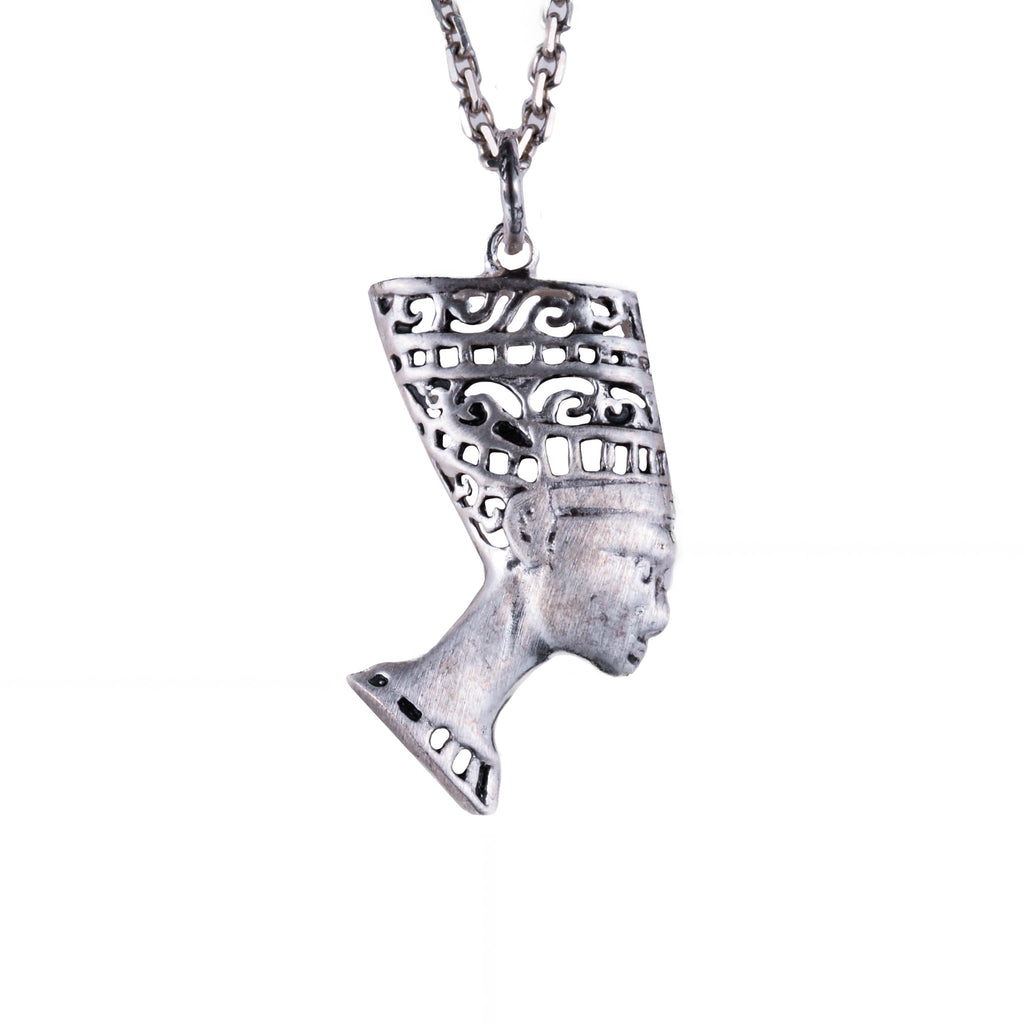 KAMBO 925 Sterling Silver Queen Nefertiti Necklace - Handmade Ancient Egyptian Jewelry