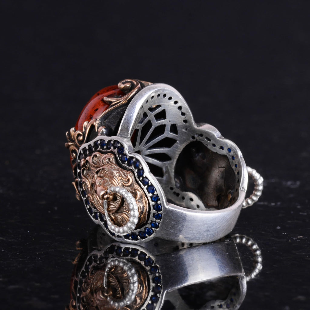 Natural Red Bloodstone Ring - 925 Sterling Silver Ring — 7